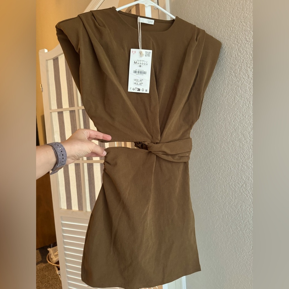 ZARA Shoulder Pad Cutout Dress